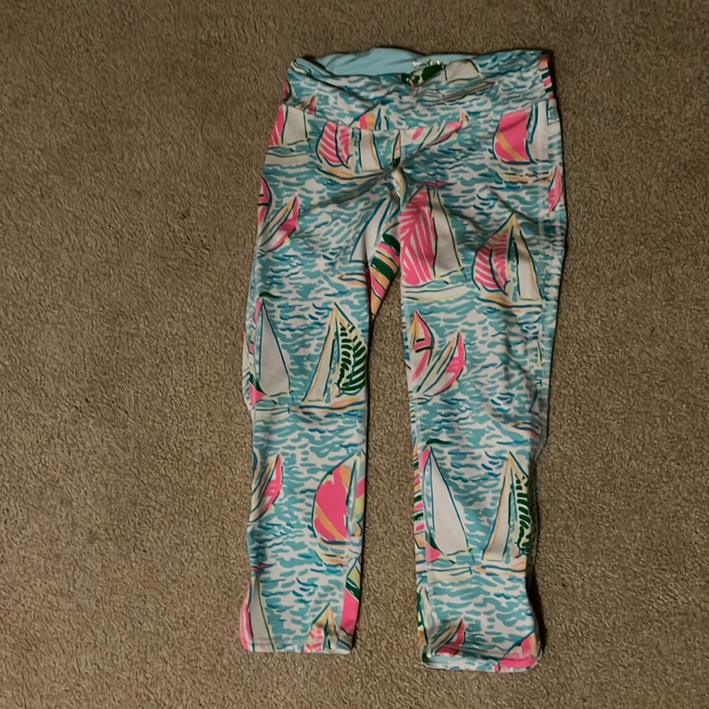 Lilly Pulitzer workout pants with sailboats